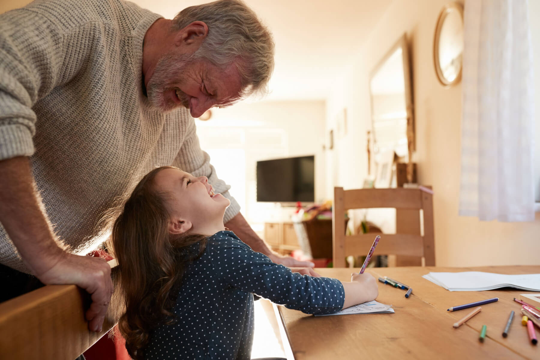 Grandfather and grandaughter image